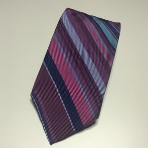 BROOKS BROTHERS MAKERS Pink/purple Diagonal Striped Silk Mens Tie